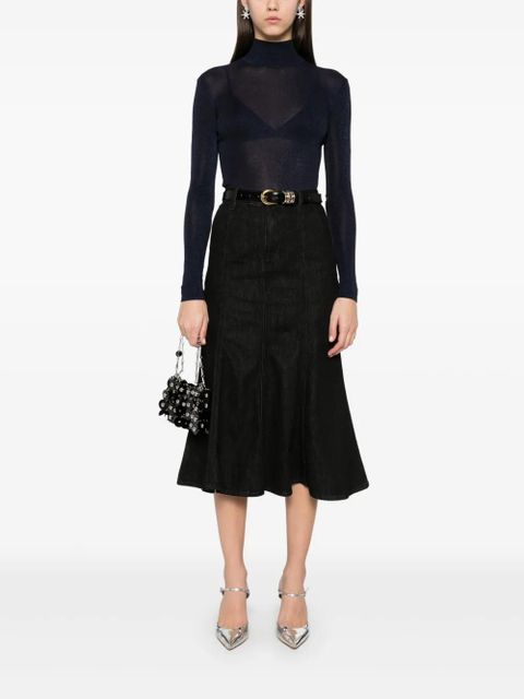 Self-Portrait flared midi skirt - Black