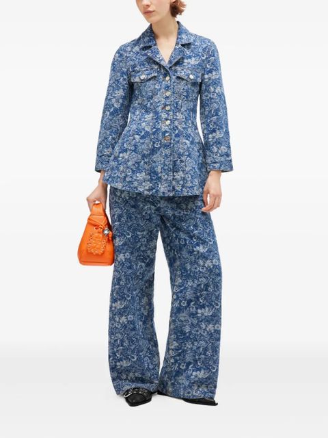 GANNI floral-print denim jacket - Blue