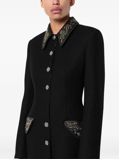 Versace embellished-collar coat - Black