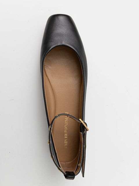 Emporio Armani baleriny skórzane kolor czarny X3D303 XF271 00002