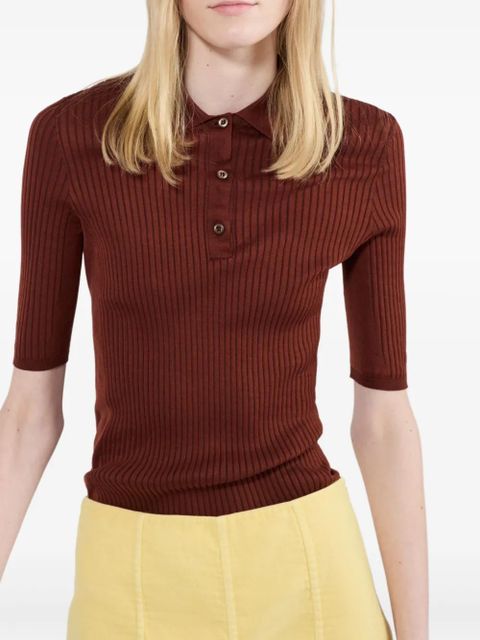 Prada ribbed polo top - Red - zdjęcie produktu nr 2