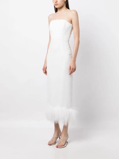 16Arlington Minelli feather-trim midi dress - White