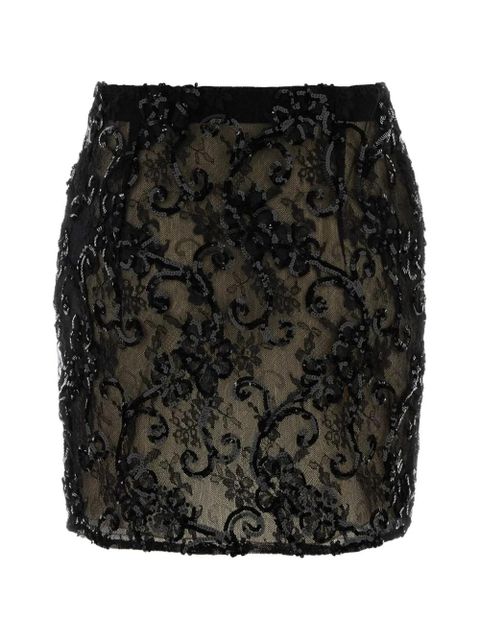 Alessandra Rich lace detail mini skirt - Black - zdjęcie produktu nr 2