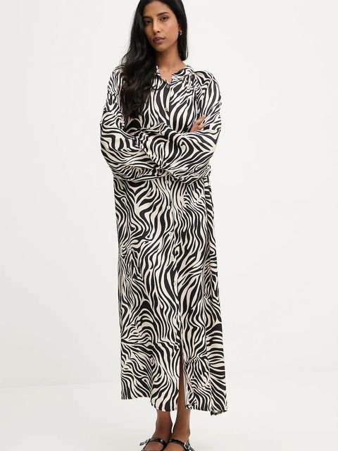 Answear.LAB sukienka kolor czarny midi rozkloszowana