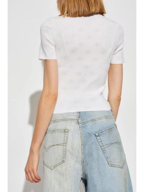 Balenciaga BB pointelle-knit T-shirt - White