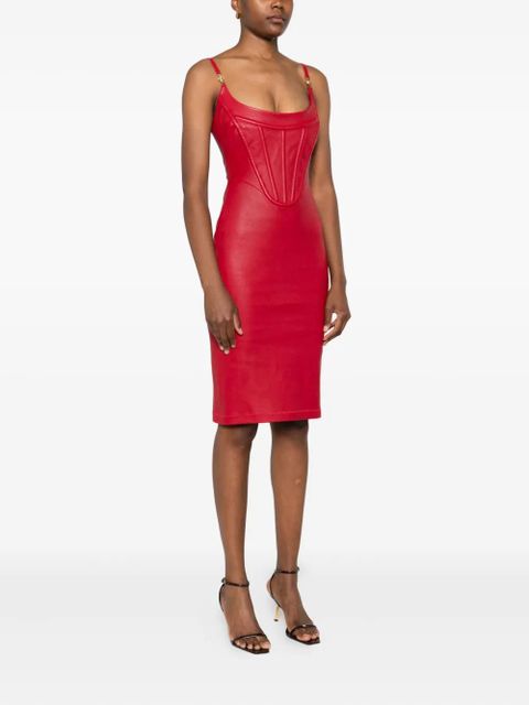 Versace Medusa '95 corset leather midi dress - Red - zdjęcie produktu nr 2