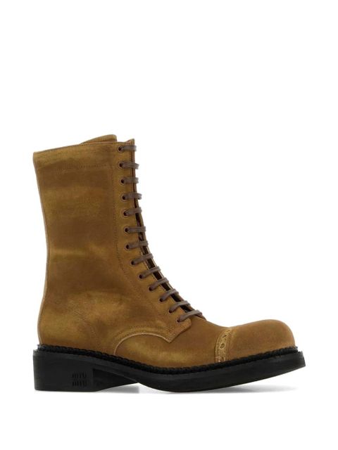 Miu Miu lace-up suede combat boots - Neutrals - zdjęcie produktu nr 2