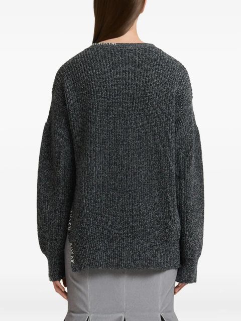 Marni V-neck logo-embroidered cardigan - Grey