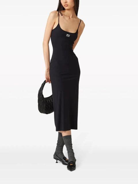 Miu Miu logo-print jersey midi dress - Black - zdjęcie produktu nr 2