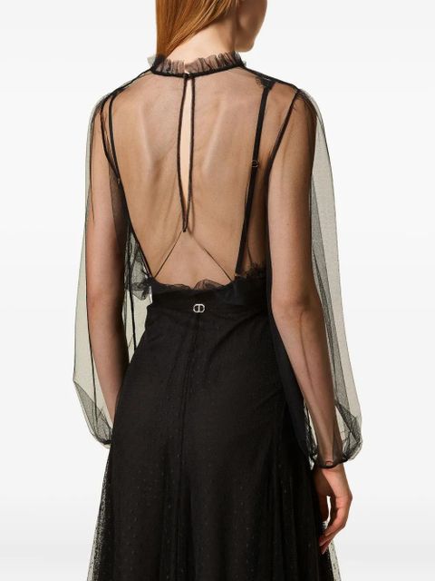 TWINSET lace-detail tulle bodysuit - Black