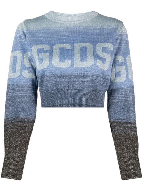 GCDS intarsia-knit logo cropped jumper - Blue - zdjęcie produktu nr 1