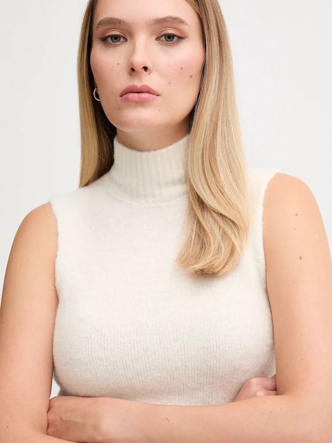 Gaudi sweter damski kolor beżowy lekki z golfem 521FD53009