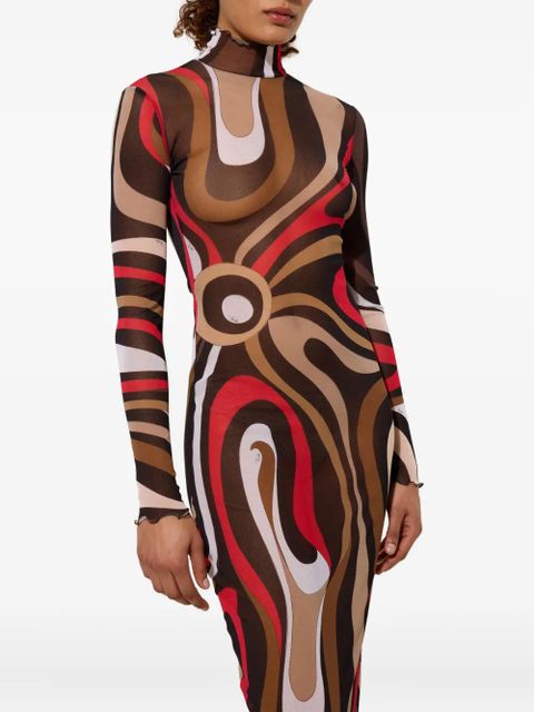PUCCI Marmo-print maxi dress - Brown