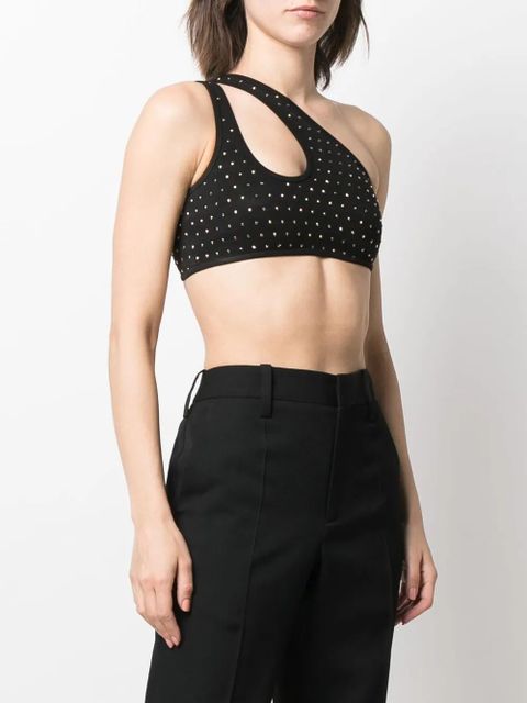 Balmain asymmetric one-shoulder polka-dot crop top - Black