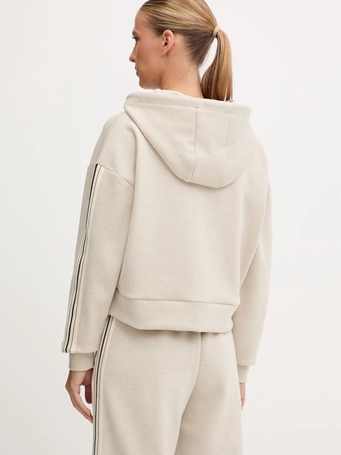 Guess bluza z domieszką wełny MURIEL damska kolor beżowy z kapturem z aplikacją V5BQ14 KCX52