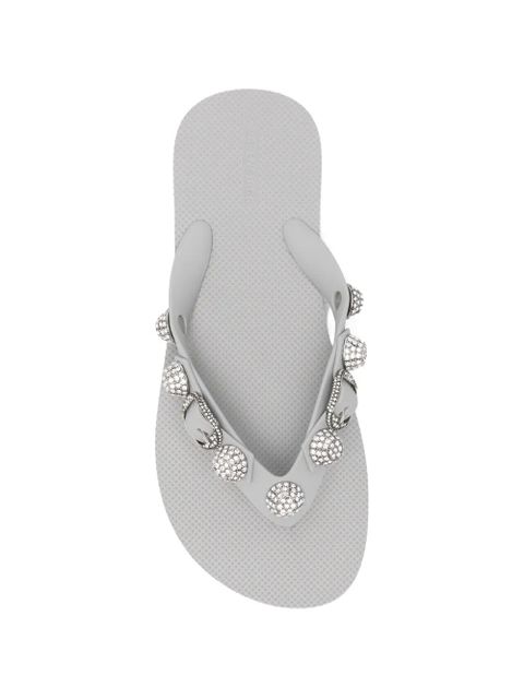 Balenciaga Cagole crystal-embellished flip-flops - Grey