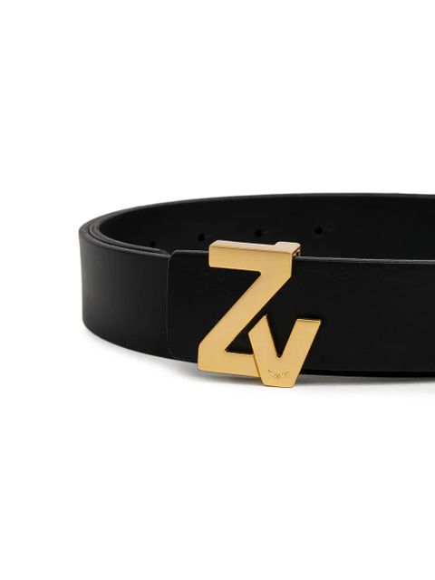 Zadig&Voltaire logo-buckle leather belt - Black