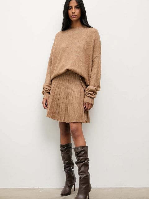 Answear.LAB sweter i spódnica damski kolor beżowy