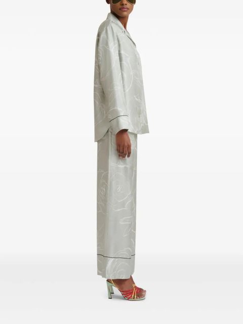 Marni rose-print palazzo pants - Green - zdjęcie produktu nr 2