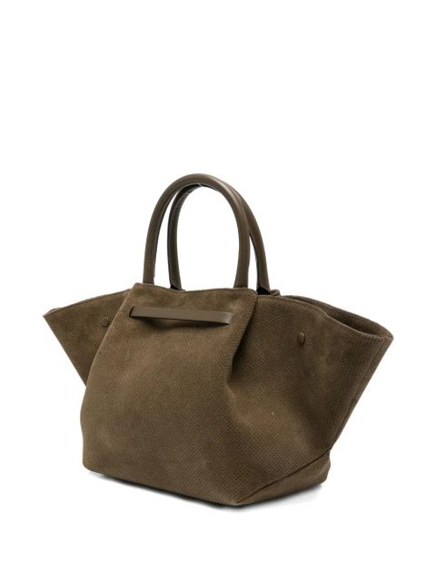 DeMellier Midi New York perforated-detail suede tote bag - Green