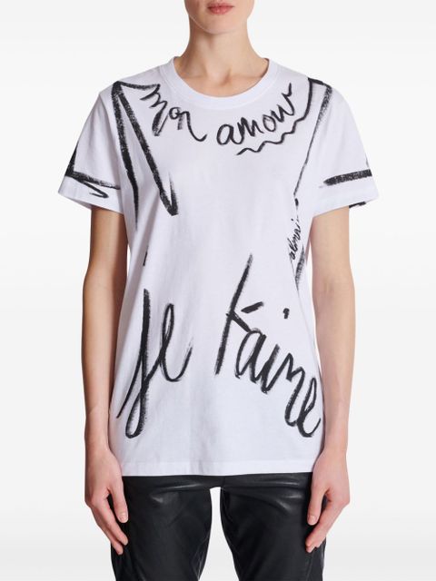 Balmain "Je T'Aime"-print short-sleeve T-shirt - White