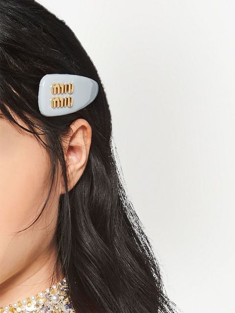 Miu Miu patent-leather hair clip - Silver
