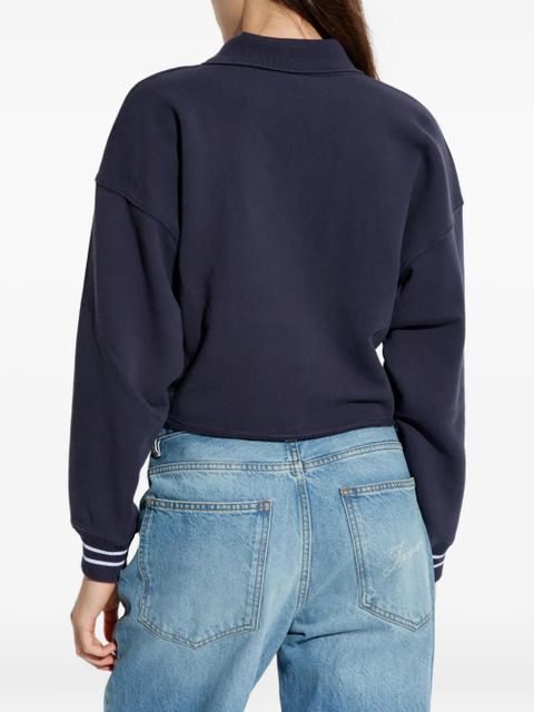 Off-White logo-embroidered polo sweatshirt - Blue