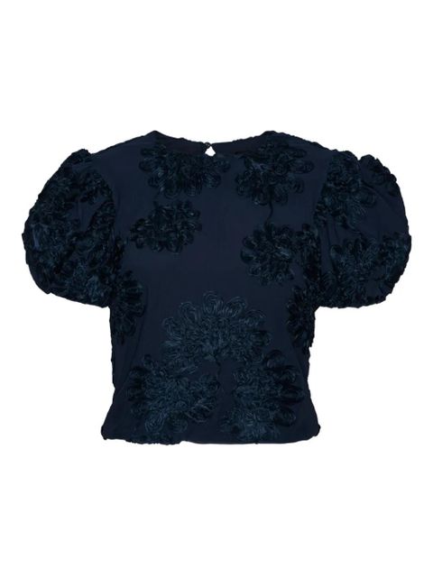 ROTATE BIRGER CHRISTENSEN floral-embellished puff-sleeve top - Blue - zdjęcie produktu nr 1