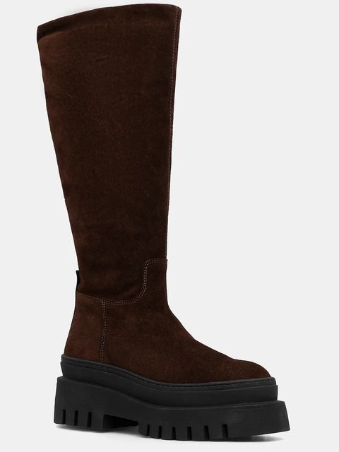 Steve Madden kozaki zamszowe Chipp damskie kolor brązowy na platformie 11004664 - zdjęcie produktu nr 1