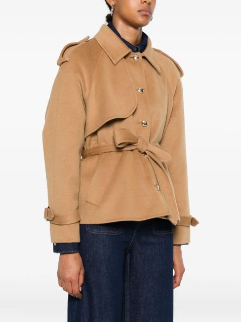 Maje belted button-fastening jacket - Brown