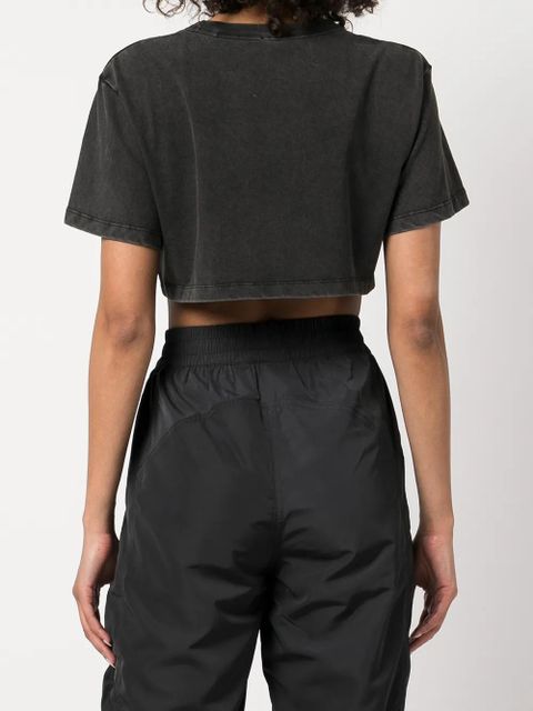 Alexander Wang acid-wash crop logo T-shirt - Grey