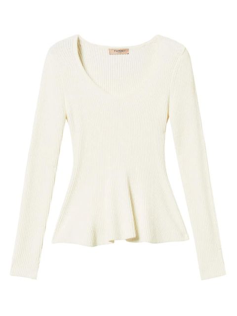 TWINSET ribbed sweater - White - zdjęcie produktu nr 1