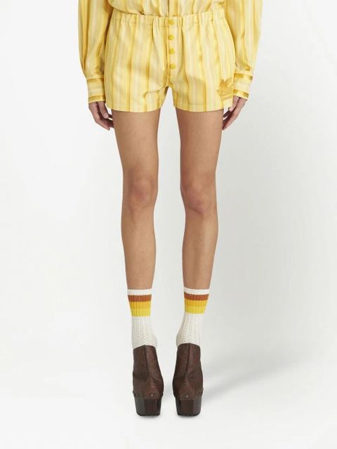 ETRO stripe-print button-fastening short - Yellow