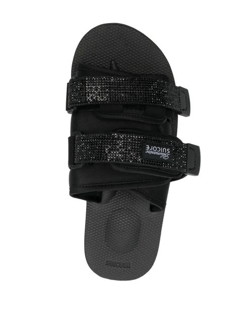 Blumarine logo-patch touch-strap slides - Black - zdjęcie produktu nr 2