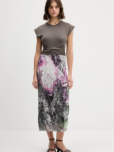 Desigual sukienka WALLS LACROIX kolor szary midi prosta 25WWVK05 - zdjęcie produktu nr 1