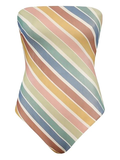 ZIMMERMANN striped bandeau swimsuit - Blue