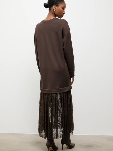 Answear.LAB sukienka kolor brązowy maxi oversize - zdjęcie produktu nr 2