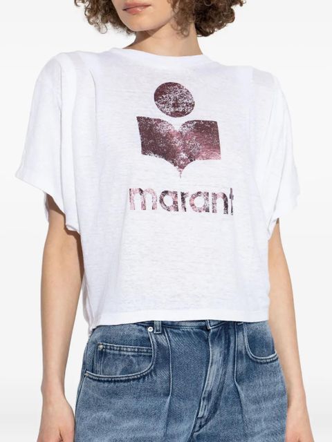 MARANT ÉTOILE metallic-logo linen t-shirt - White - zdjęcie produktu nr 2