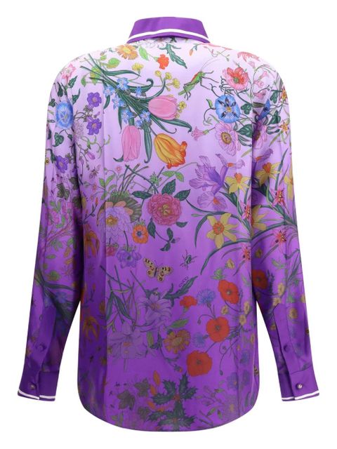 Gucci floral-print ombre shirt - Purple - zdjęcie produktu nr 2