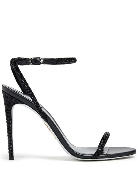 René Caovilla rhinestone-embellishment heeled sandals - Black - zdjęcie produktu nr 1