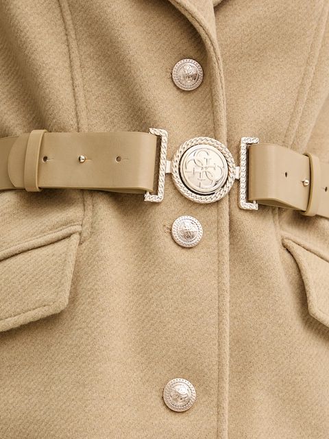 Guess płaszcz z domieszką wełny NEW PATRICE kolor beżowy W5BL25 W2672