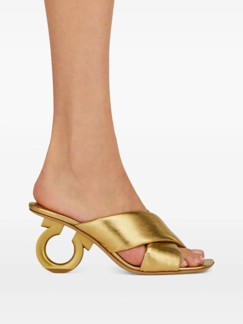 Ferragamo Gancini-heel padded sandals - Gold