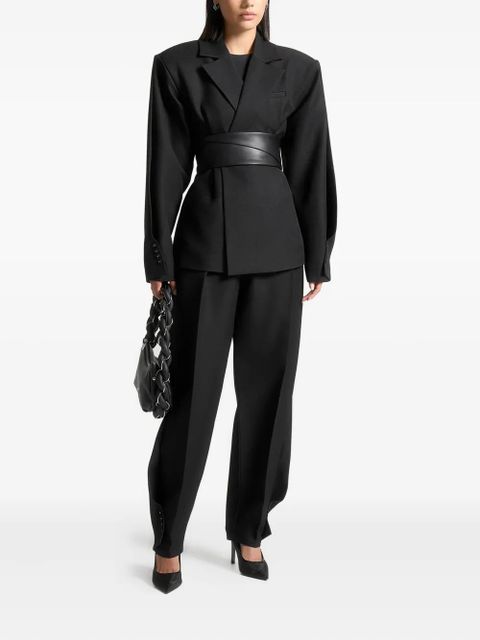 Manière De Voir Marie twist-sleeve belted blazer - Black