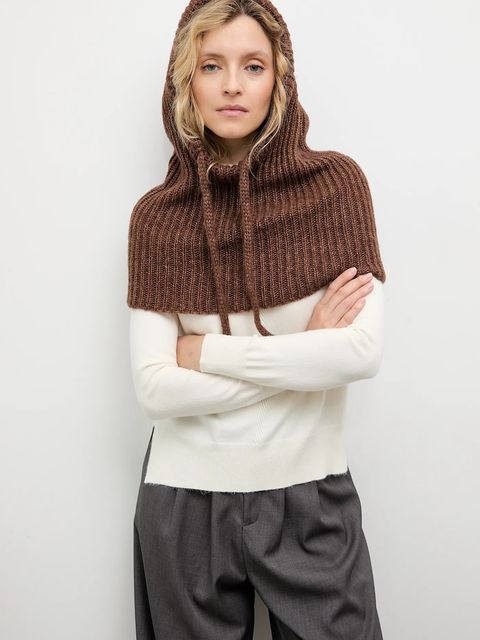 Answear.LAB kominiarka z wełną merino kolor brązowy