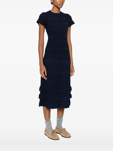 Maje short-sleeve knitted midi dress - Blue