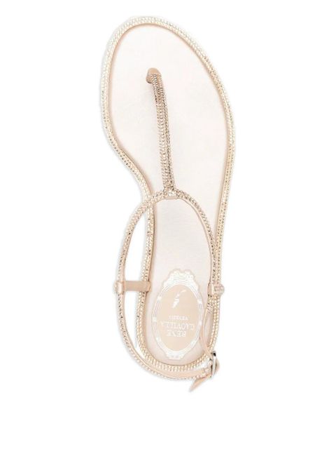 René Caovilla Diana rhinestone-embellished ankle-strap sandals - Neutrals
