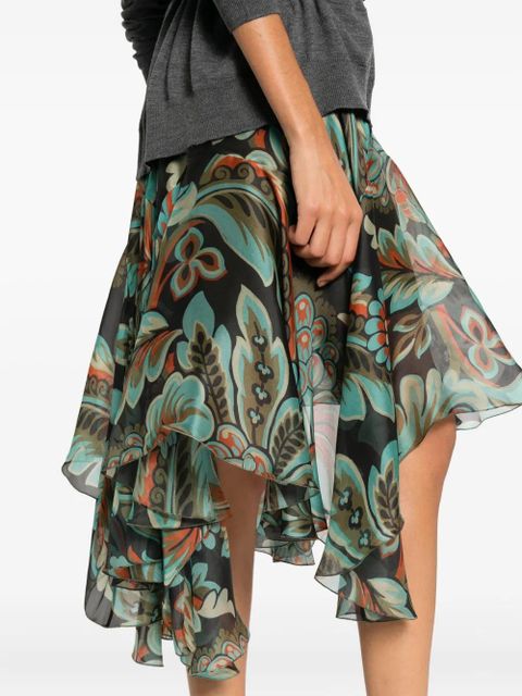 ETRO ruffled-floral skirt - Black