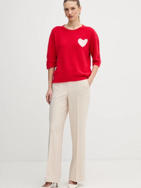 OUI sweter z dodatkiem alpaki damski kolor czerwony 95988 - zdjęcie produktu nr 2