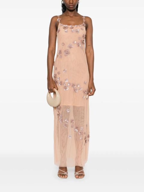 Blumarine sequin-embellished tulle maxi dress - Pink