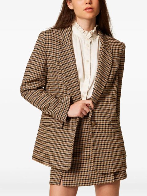 TWINSET checked-print single-breasted blazer - Brown - zdjęcie produktu nr 2